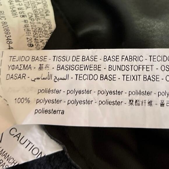 Zara Women's Black Faux Vegan Leather Straight Wide Leg High Waist Pants Size XS - Picture 6 of 6